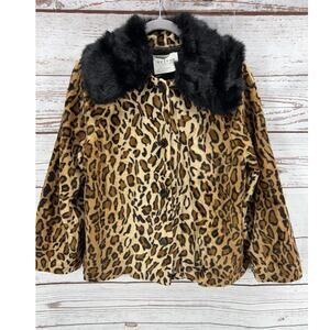 Velvet by Graham & Spencer Leopard Print Faux Fur Coat Jacket Size XS